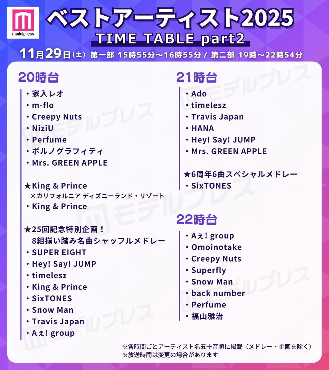 📺 | 251128 NTV has released the timetable for “Best Artist 2025
