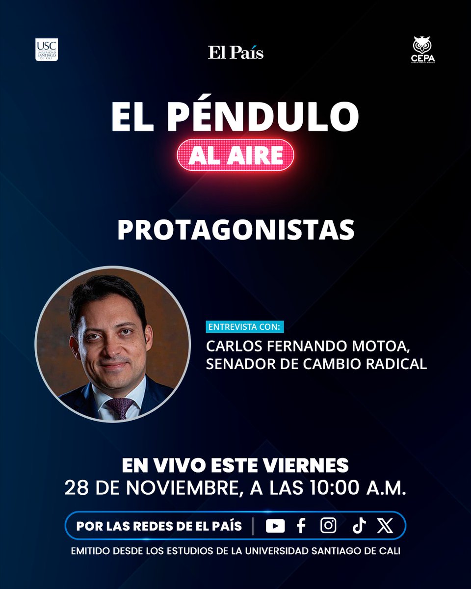 Los espero mañana, vía <a href="/elpaiscali/">El País Cali 📰</a> , con <a href="/senadormotoa/">Carlos Fernando Motoa</a>