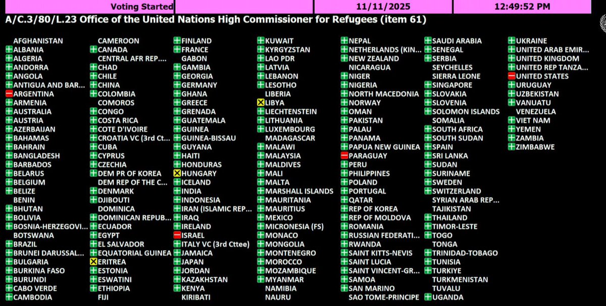 marcalpalazzolo's tweet image. SOLO 4 PAÍSES DEFIENDEN LA SOBERANÍA ANTE LA ONU 🇺🇳 

🇵🇾 PARAGUAY
🇦🇷 ARGENTINA
🇺🇸 ESTADOS UNIDOS
🇮🇱 ISRAEL 

Paraguay, Argentina, Estados Unidos, Israel, defienden su soberanía en las ONU y votan en contra de resoluciones a favor de refugiados que pretenden pisar las leyes…