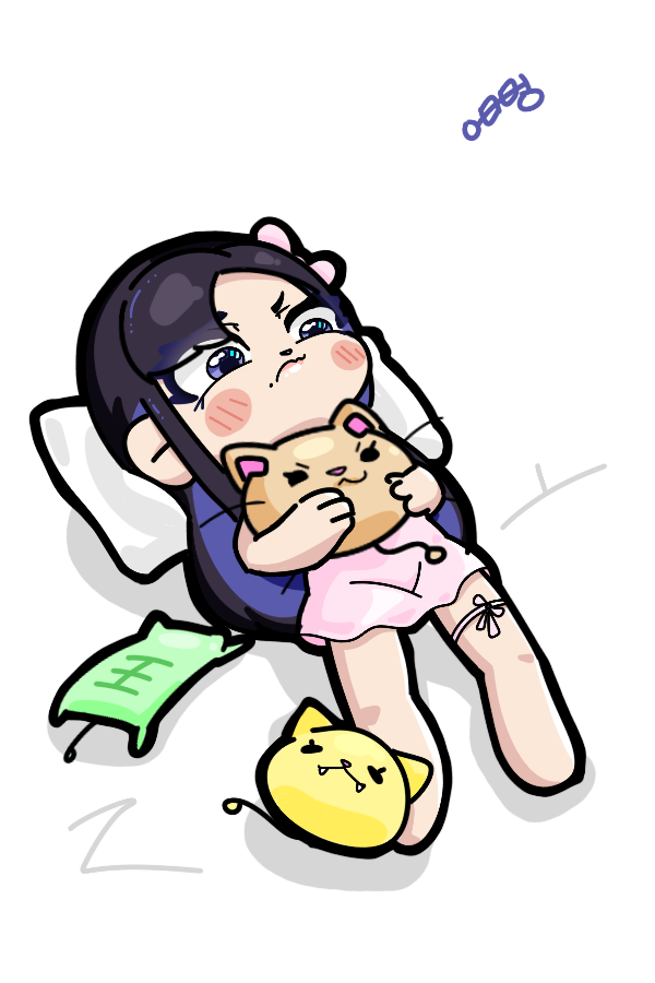 Push_Song's tweet image. 베스티의 말대로 일단은 고양이 인형을 껴안고 자보는 은화

#NIKKE #nikke