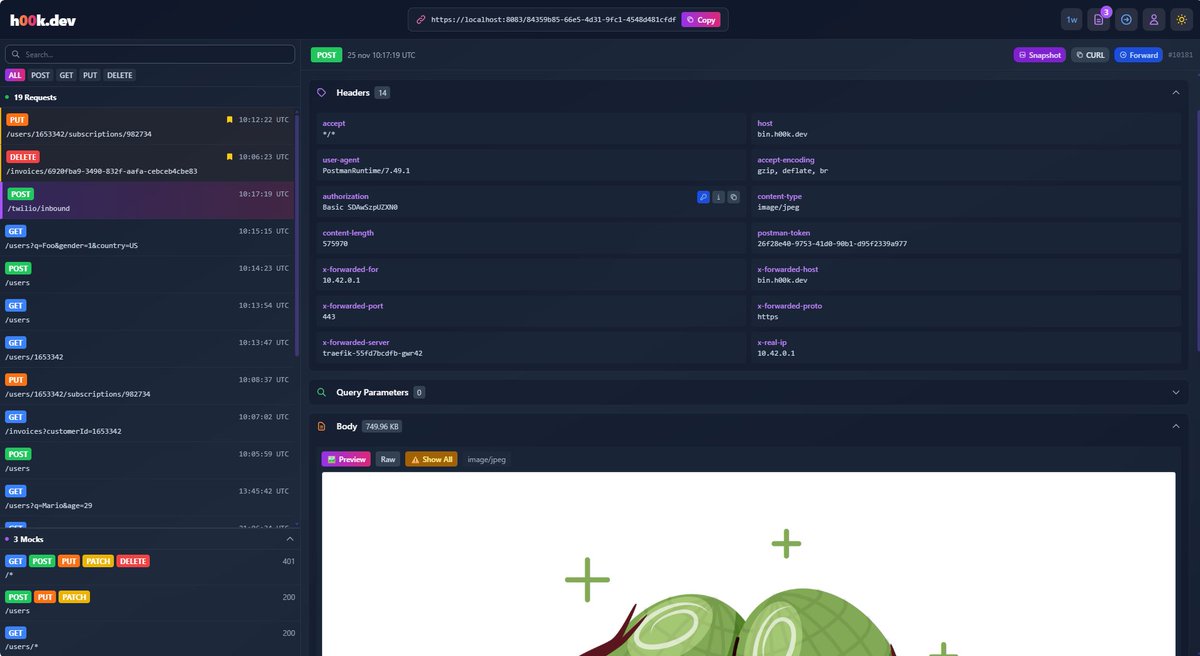 stfno_me's tweet image. I built h00k.dev to inspect requests in real time, share snapshots, decode JWTs, preview bodies, mock APIs and so on.

If you want to try it and tell me what to improve, I’d love your feedback.

#webhook #dotnet #react #dev #tilewind #mock