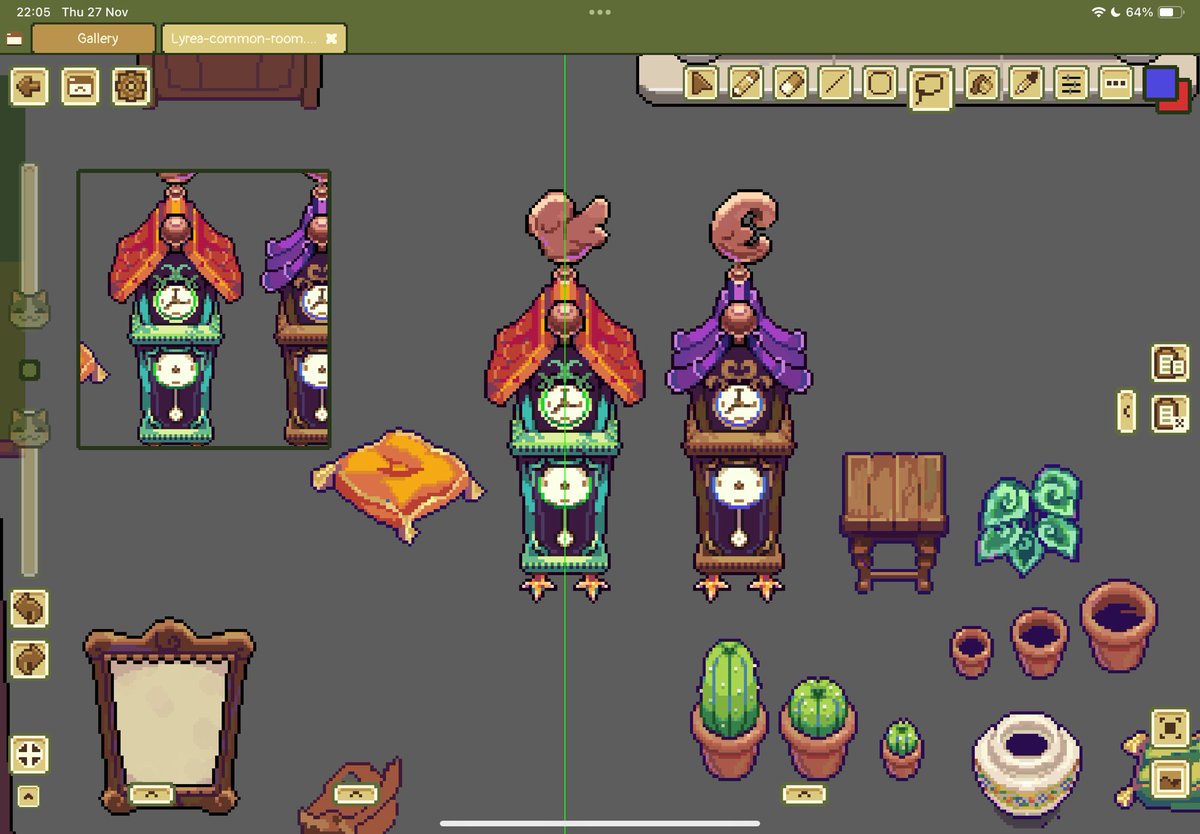 Woodspixl's tweet image. A tiny sneak peak 🕰️ #pixelart #gamedev #pixquare