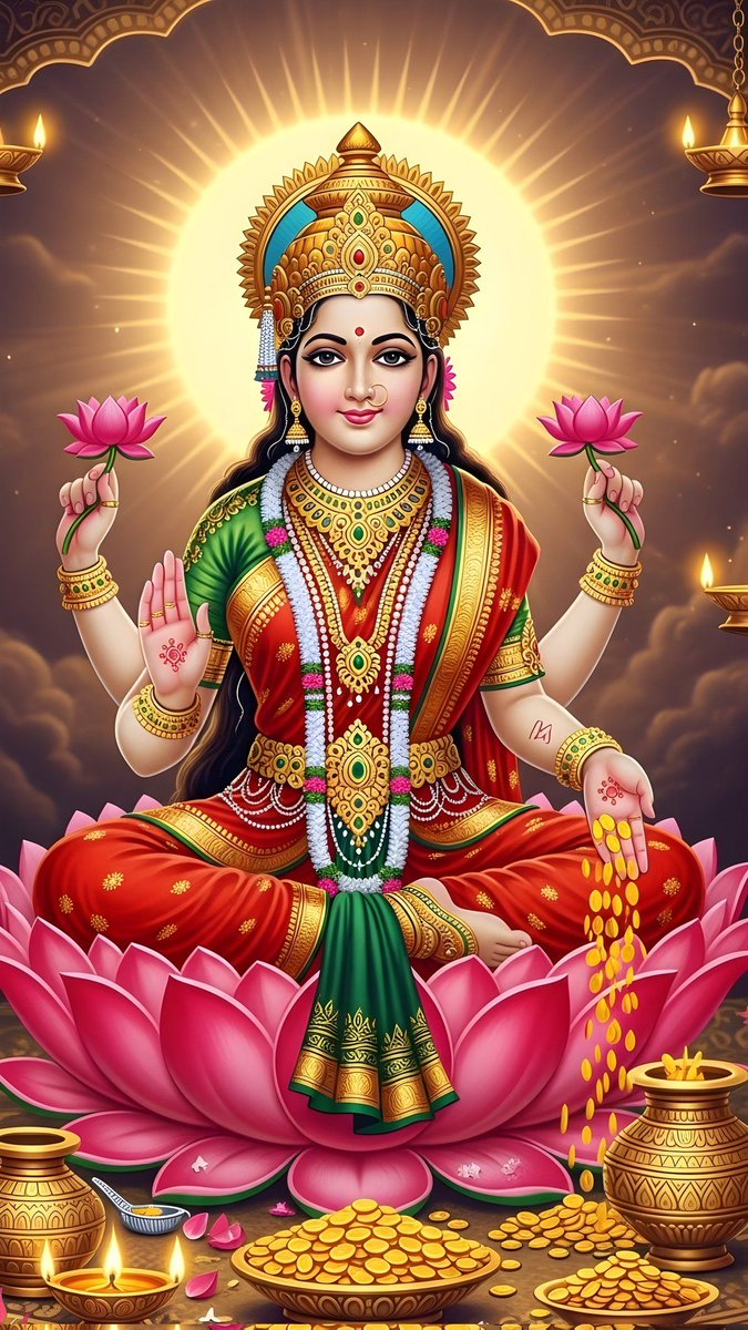 "कमल पर विराजमान, करुणा की मूर्ति
माँ लक्ष्मी का आशीर्वाद सदा सर्वदा 🙏

जय मां लक्ष्मी 🙏