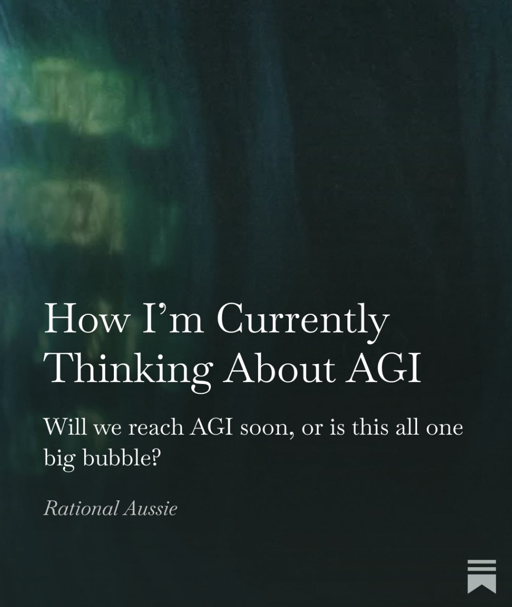 rationalaussie's tweet image. The discourse around whether we are close to AGI or not has become very confusing for normal people.

Some people think it&apos;s all one big bubble and that the current models will not lead to AGI.

Others believe that by scaling up the existing models with more data and more compute…