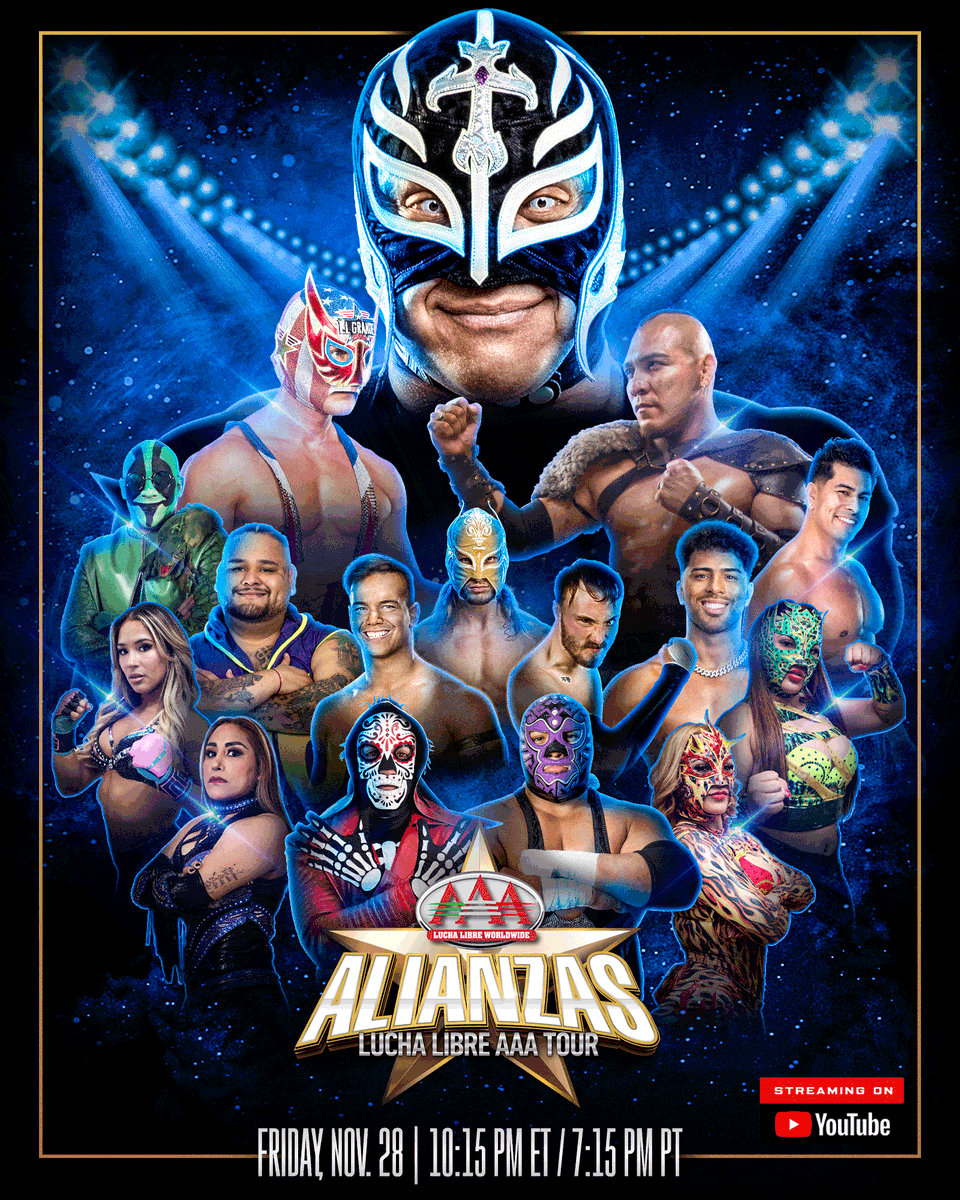 luchalibreaaa's tweet image. 👉 Tomorrow 10:15 ET / 7:15 PT live on AAA and WWE YouTube 👈

#AlianzasAAA 💫 PUEBLA: Mañana a las 9:15pm de México completamente en vivo desde YouTube.