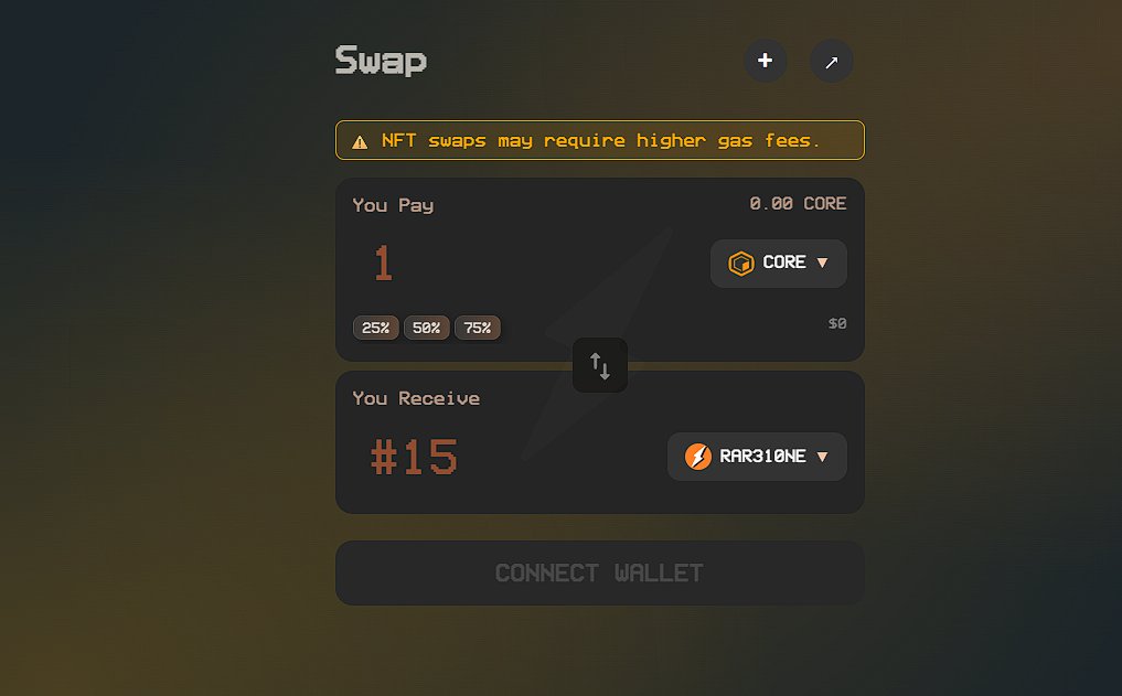 Major UPDATE✨
Multi-asset support. P2PSwap now supports swaps and offer creation for:

-NFT to Tokens
-Tokens to NFT
-NFT to NFT
-Tokens to Tokens
-Wrap or Unwrap $CORE
-Custom Tokens

Check out latest offers: rarebay.xyz/p2pay

#Bitcoin #Crypto #CORE #P2P #NFTs