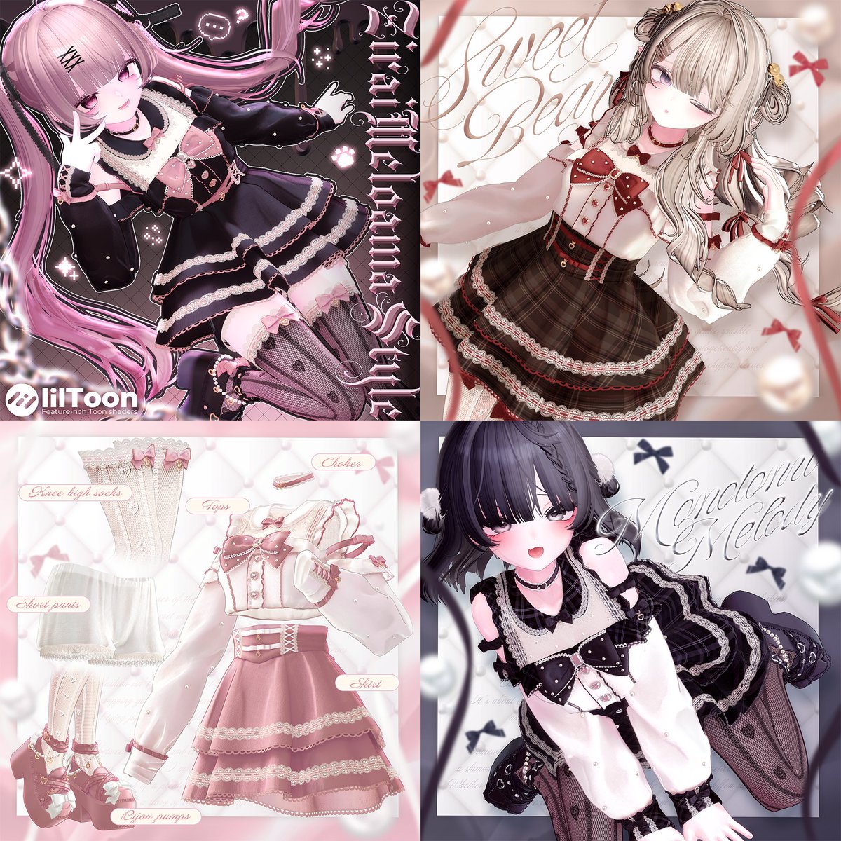 AddRecollection's tweet image. 🎀 BLACK FRIDAY 開催前おさらい
～Zirai Meloama Style編～ 🎀

過去作 zirai spring code と Yumecoi Style を融合し、
新たにデザインを起こした あどこれ地雷服！🤍🖤

肩出しデザインはあどこれ地雷服らしさをそのままに、
スカートの揺れ感や、座ったときのシルエットまで丁寧に調節しました✨…