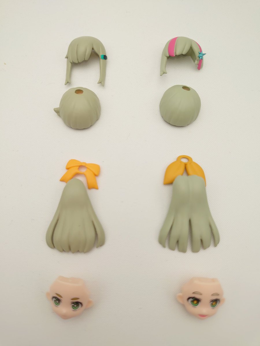 ＃リンクトラベラーズ キャラセレ02検証⑤
レジスタンスの少女(アイドルヘア)

素体自体は過去のGOL版と大差ないです。
ただしヘアパーツは全て新規造形。
リボンの形状まで変わっているこだわりぶり！
勿論通常レジ子のヘアパーツとも互換があるので、ヘアバリエーションも増やせるのが嬉しいですね。