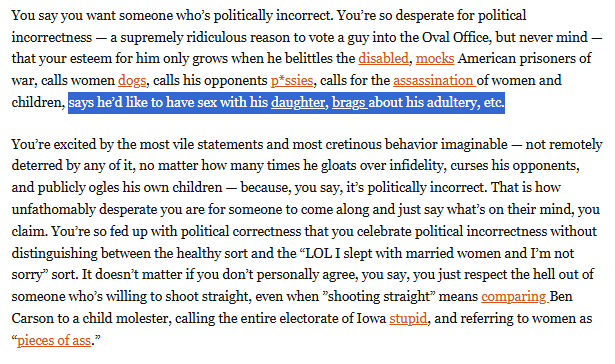 In a now deleted blog post Matt Walsh admitted that he knew Donald Trump was a pedophile who was sexually attracted to his own children