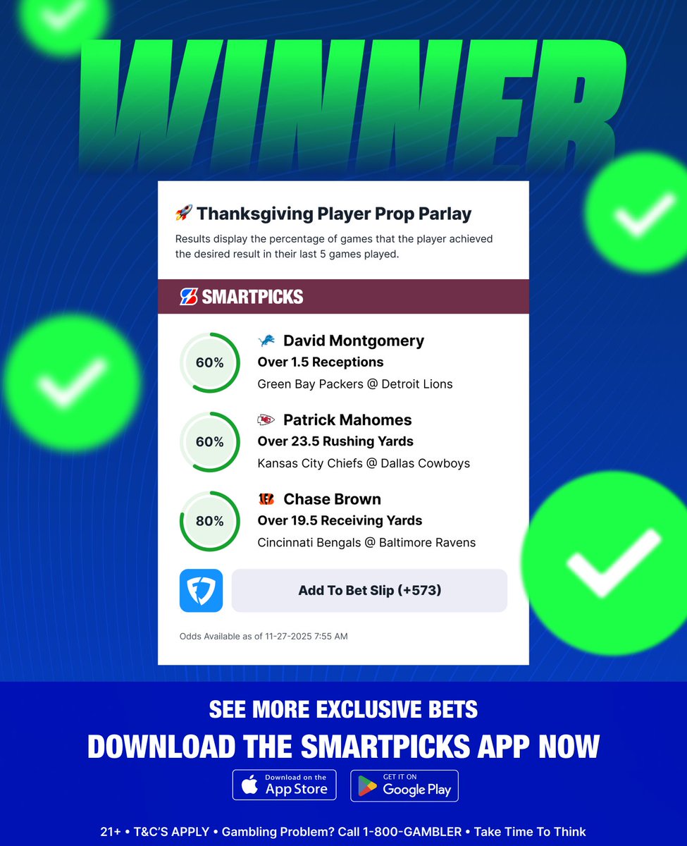 flashpicks's tweet image. DOUBLE CASH 💰💰

Chase Brown hits the top receiving prop AND brings home the prop parlay!! 🔥

Hit ❤️ if you tailed both!