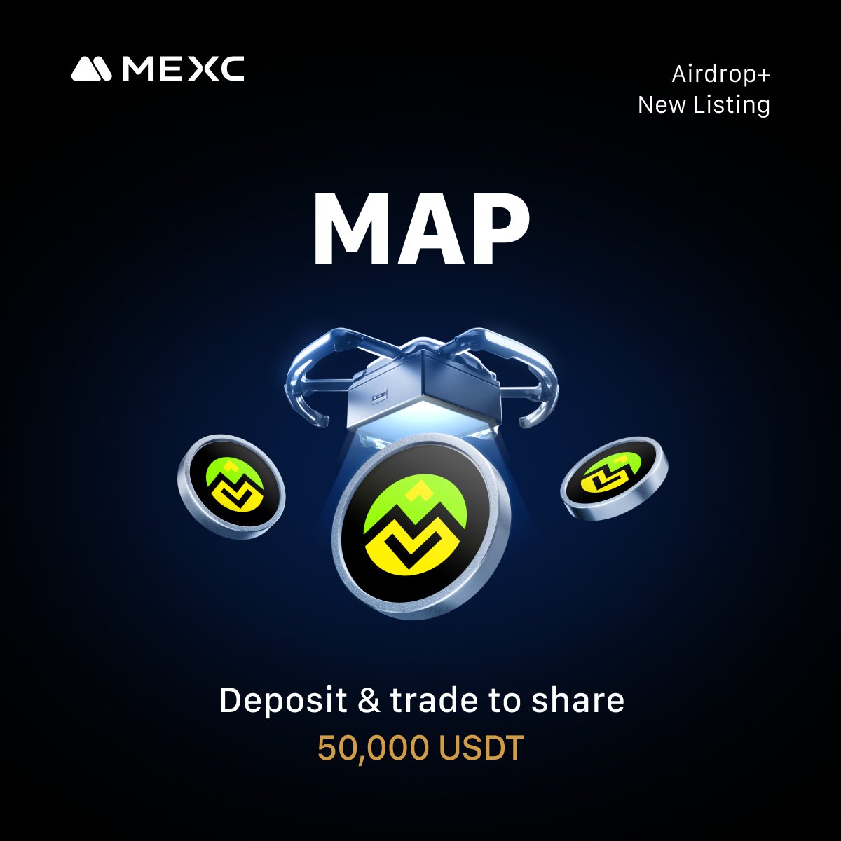 MEXC_Listings's tweet image. 🔔 MEXC New Listing 

‣ $MAP @mapscan_
‣ $MAP/USDT Trading: Nov 29, 2025, 07:00 (UTC)
‣ Deposit: Opened

👇Join the $MAP Airdrop+ campaign to share 50,000 $USDT!
mexc.com/mx-activity/de…