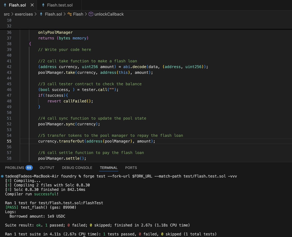 Thaddeus19's tweet image. ⚡️Flashloans are an excellent and powerful tool — here I’m leveraging Uniswap V4 to make the most of them.
 What DeFi strategies come to mind to take full advantage of flashloans?

#uniswap #flashloans