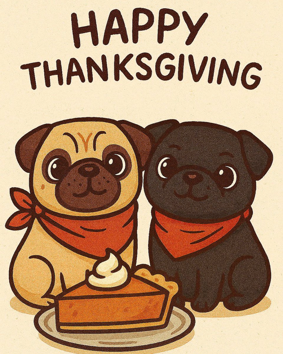 PugsUGottaSave's tweet photo. May your Thanksgiving be filled with lots of love and happy Puggie tail wags!! From Pugs U Gotta Save Pug Rescue 🧡#pugsgiving #pugsugottasave 🐾 https://t.co/ff7bweGC3i