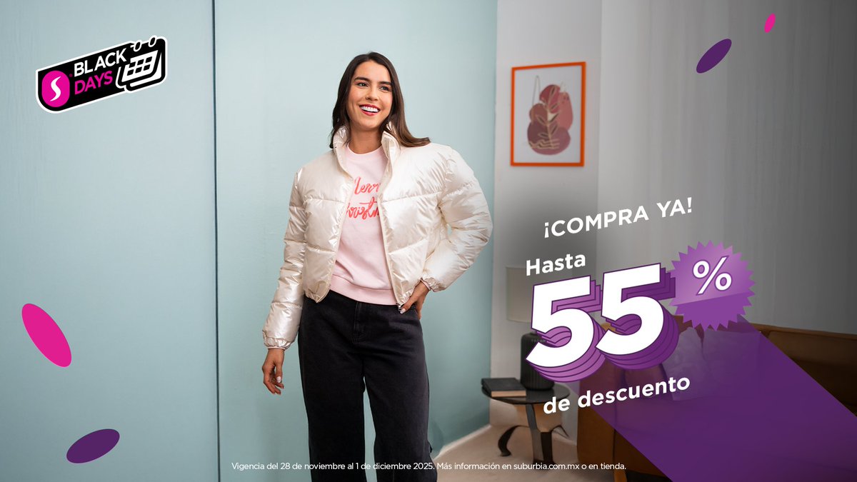 El momento es AHORA ¡Llegaron los Black Days con hasta 55% de descuento! 🛍️🔥
suburbia.onelink.me/uDOC/19h23s95