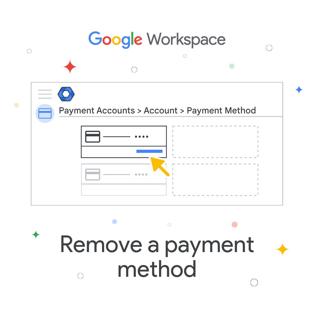 AskWorkspace's tweet image. Tidy Up Your #GoogleWorkspace Billing!

Unused card or bank account? Remove it easily in the Admin Console under Billing. Full guide at goo.gle/48qW83q

🛑 IMPORTANT: You can&apos;t remove your primary method. Assign a new primary card first before you can delete the old one!…