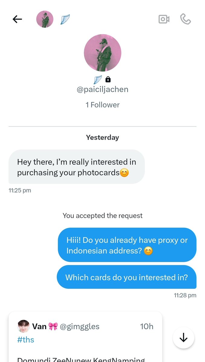 gimggles's tweet image. ‼️ SCAMMER ALERT ‼️

Guys hati2 ya apalagi yang suka jualan pc jumlah banyak, kalau ada yang dm kayak gini gausah digubris dia scammer apalagi sampai minta screenshot data di banking app.

Aku share disini karena aku tau scammernya juga masuk komun ini. Be careful guys!