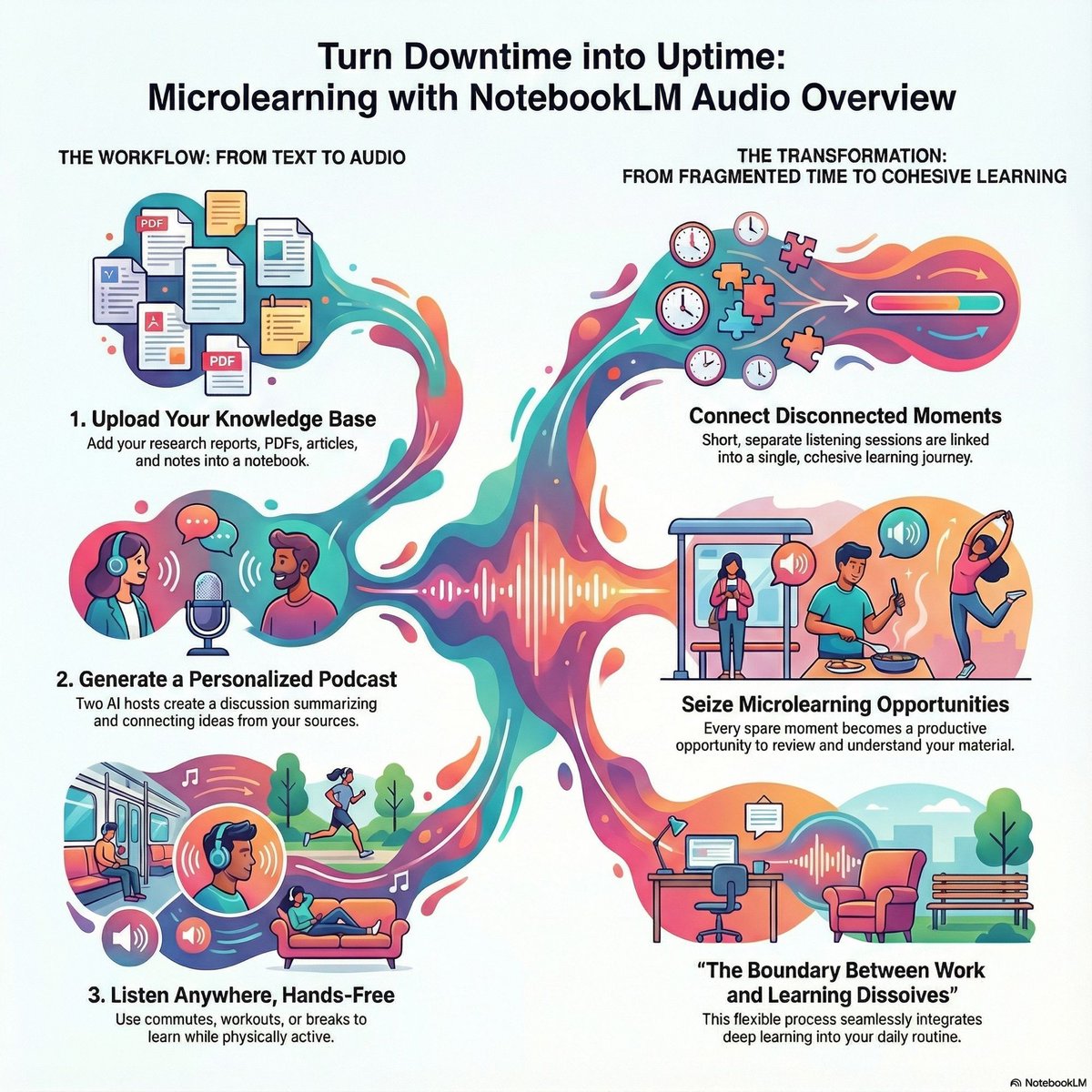 iphonegalaxymd's tweet image. Turn downtime into uptime! 🎧 NotebookLM&apos;s Audio Overview converts your research (PDFs/notes) into a personalized podcast. 🧠 Learn on commutes, workouts, or breaks &amp;amp; connect those disconnected moments. #Microlearning #AI