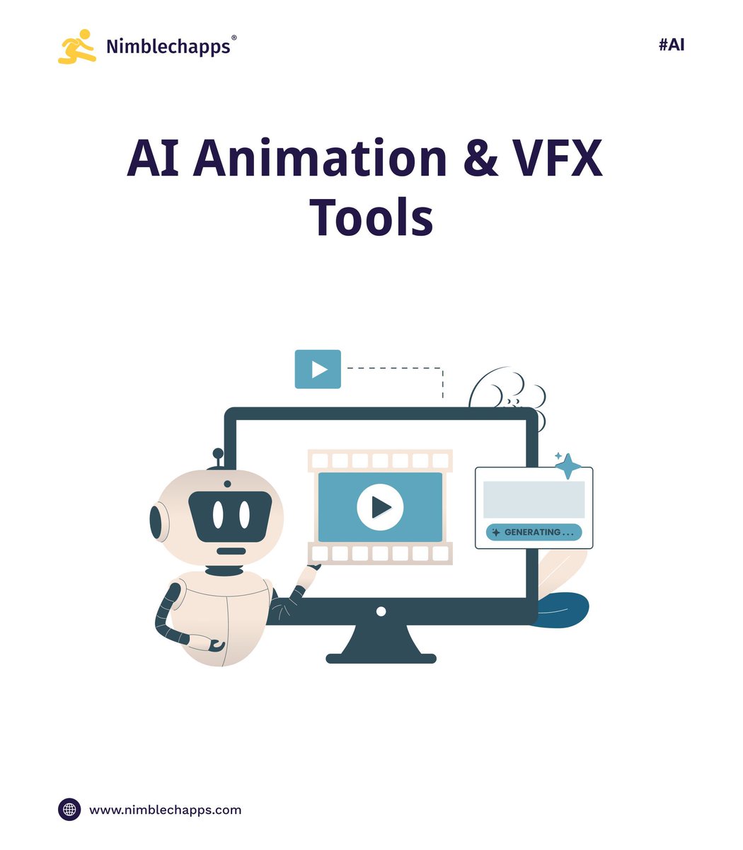 Nimblechapps's tweet image. 🎨 AI is redefining animation &amp;amp; VFX!

🔹 Runway ML – AI motion + scene editing
🔹 Wonder Dynamics – Auto CG character animation
🔹 DeepMotion – Video-based motion capture

Faster effects. Cinematic results. ⚡🤖

#AIAnimation #VFXTools #CreativeTech