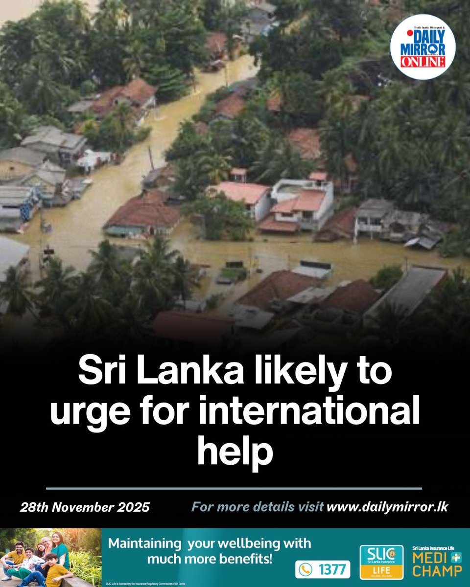 Dailymirror_SL's tweet image. The government has called for an urgent meeting with Prime Minister Harini Amarasuriya this evening and will discuss whether an international appeal should be made for assistance as thousands remain severely affected from the cyclonic storm.

The Daily Mirror learns that while…