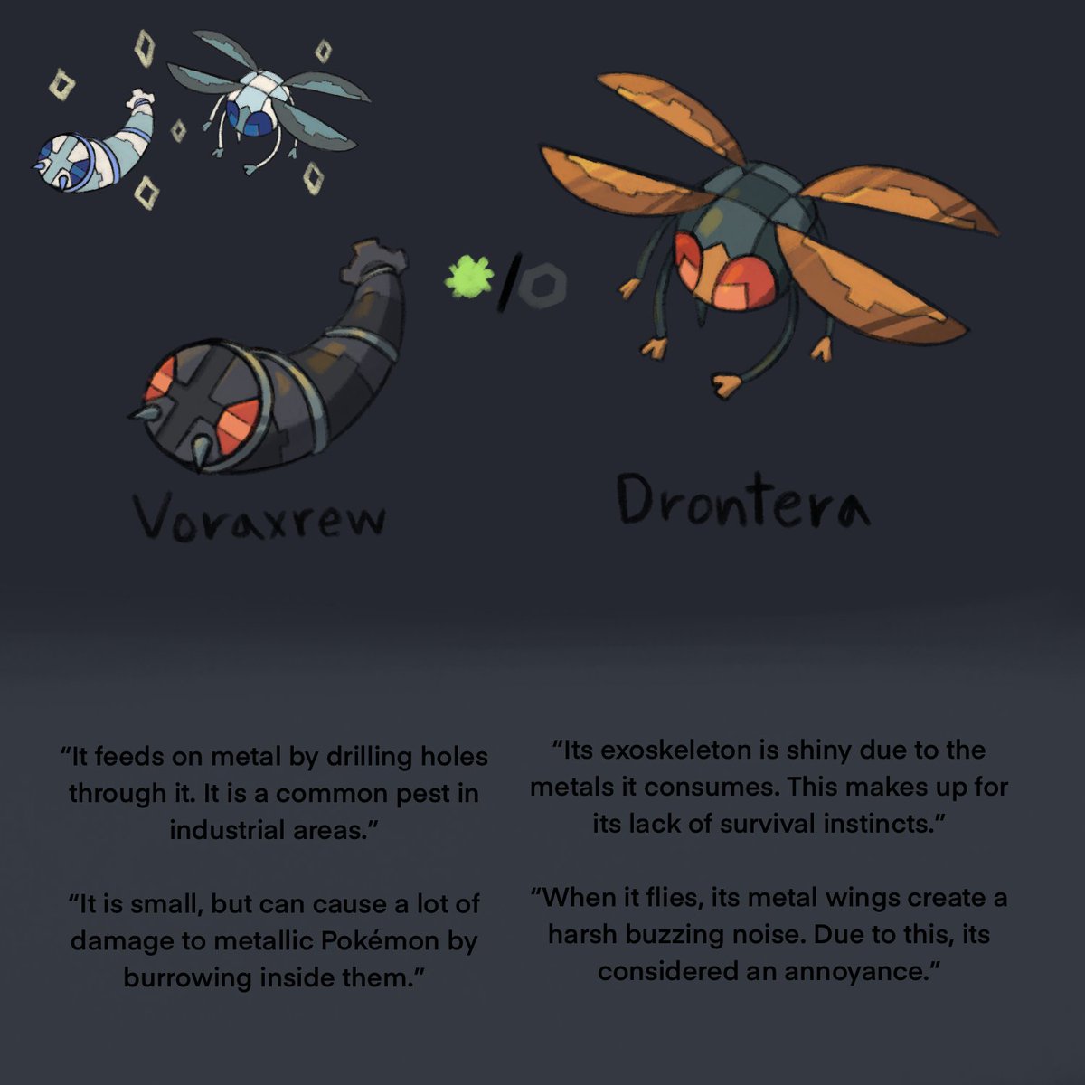 plakythebirb's tweet image. I watched something on screwworms and got an idea.
#fakemon #オリポケ #bug 
#procreate