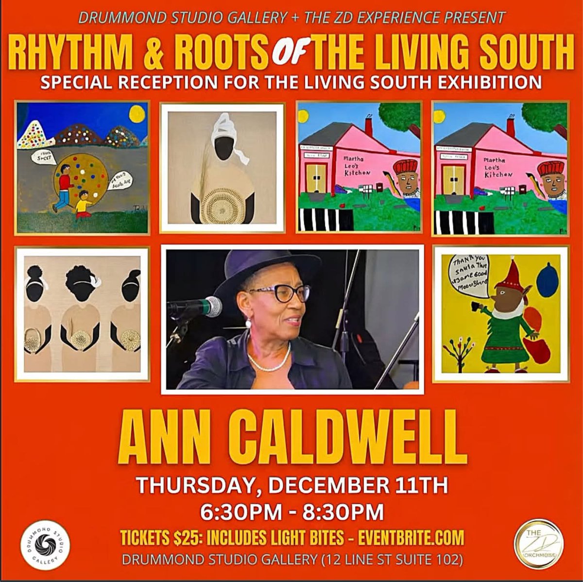 LowSCRhythms's tweet image. Rhythm &amp;amp; Roots of The Living South Tickets, Thu, Dec 11, 2025 at 6:30 PM - Drummond Studio Gallery &amp;amp; @TheZDExperience|  Eventbrite 
eventbrite.com/e/rhythm-roots…