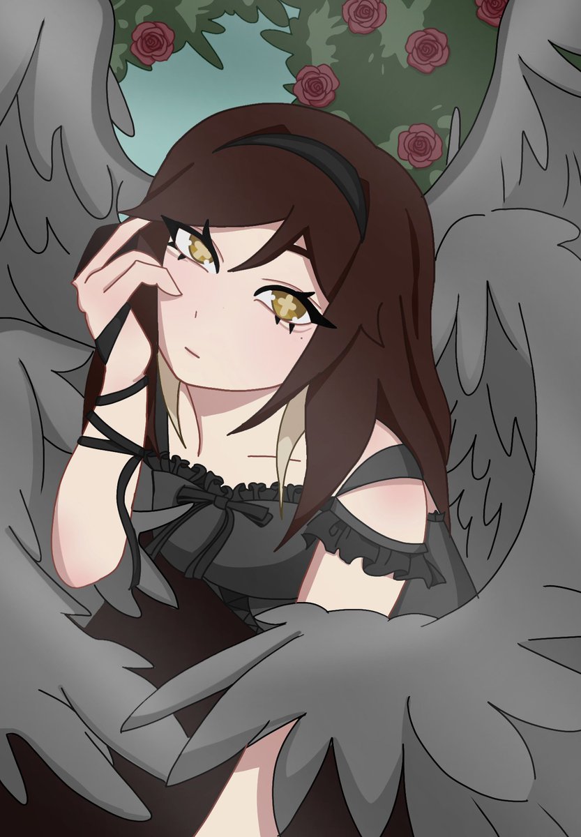 deadtsugumi's tweet image. hola mutis ya que soy libre de la uni me entraron ganas de aprender a dibujar mejor (con bases x ahora) so mi primer intento fue mi insert 🌷

pov: le preguntas a arlecchino cómo ve a su esposa