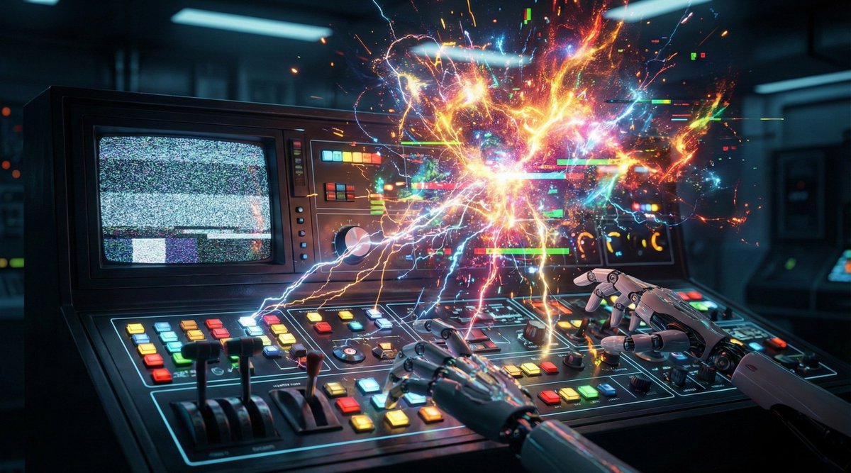 ysnverse's tweet image. The &quot;infinite monkey theorem&quot; applies to my design process, apparently. If I press enough buttons fast enough, art will happen. Right? 🫠💥 #CreativeChaos #TechSupport