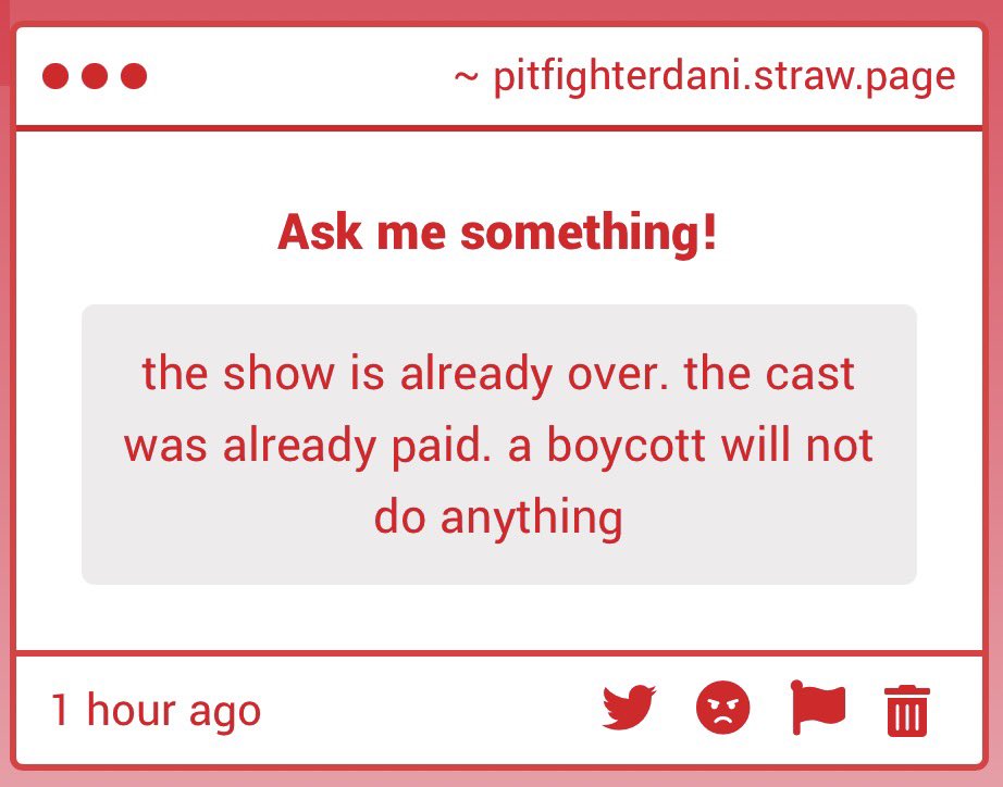 pitfighterdani's tweet image. have u never heard of residuals or are u just being stupid anonymously for fun ?