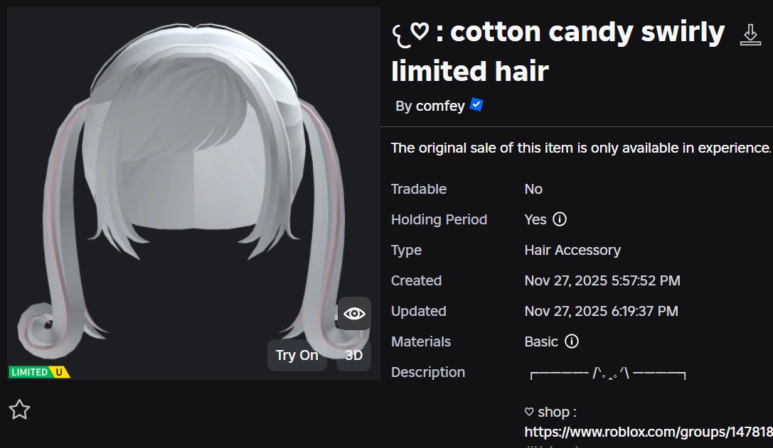 cwubone's tweet image. happy thanks giving ! : D
another surprise free limited hair ♡ 

11/27 8pm EST USA Timing 

150 stock flex ugc ^_^    

𐔌roblox.com/communities/14… 

𐔌roblox.com/users/20475167…

 join comfey and following togepwi on rblx to redeem !  #ROBLOX #RobloxUGC #robloxfreeugc #RobloxDev