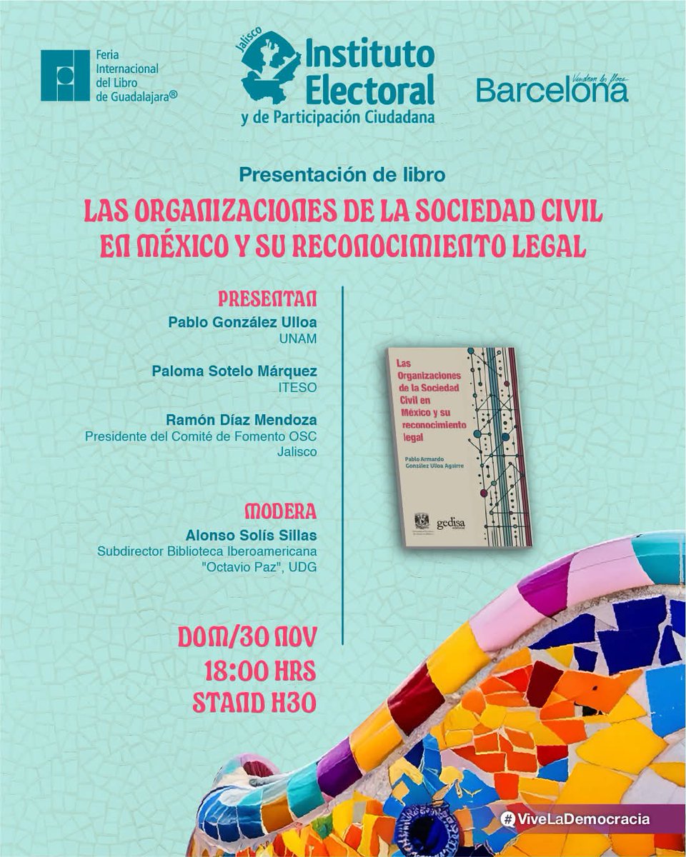 ACEDacMX's tweet image. El IEPC Jalisco te espera este 30/nov en la FIL 📚
📘 18:00 — Libro sobre OSC y reconocimiento legal
🗣️ 19:00 — Panel sobre democracia y populismo
📍 Stand H30
#FIL2025 #ViveLaDemocracia
