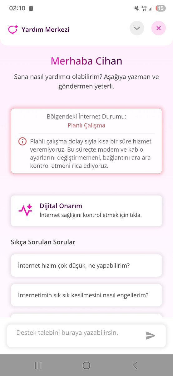 Siz sürekli bakım mı yapacaksınız saatlerce? İnterneti en çok kullandığım saatlerde internetimi kesiyorsunuz? <a href="/Turknet/">Turknet</a> <a href="/TurkNetDestek/">Turknet Destek</a>