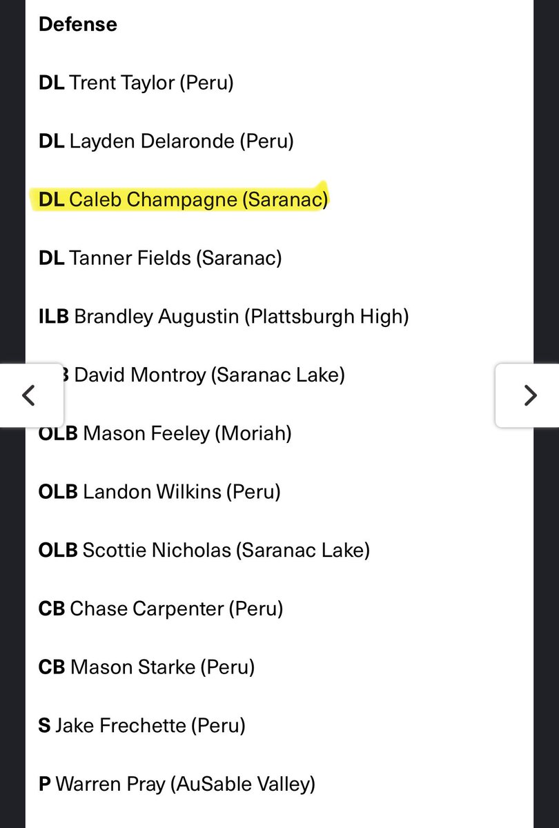 CalebChamp7523's tweet photo. I am honored to be voted as the Lineman of the year for the Champlain Valley Athletic Conference. 
@SCSFBSpartans https://t.co/YWGgjP8xAL