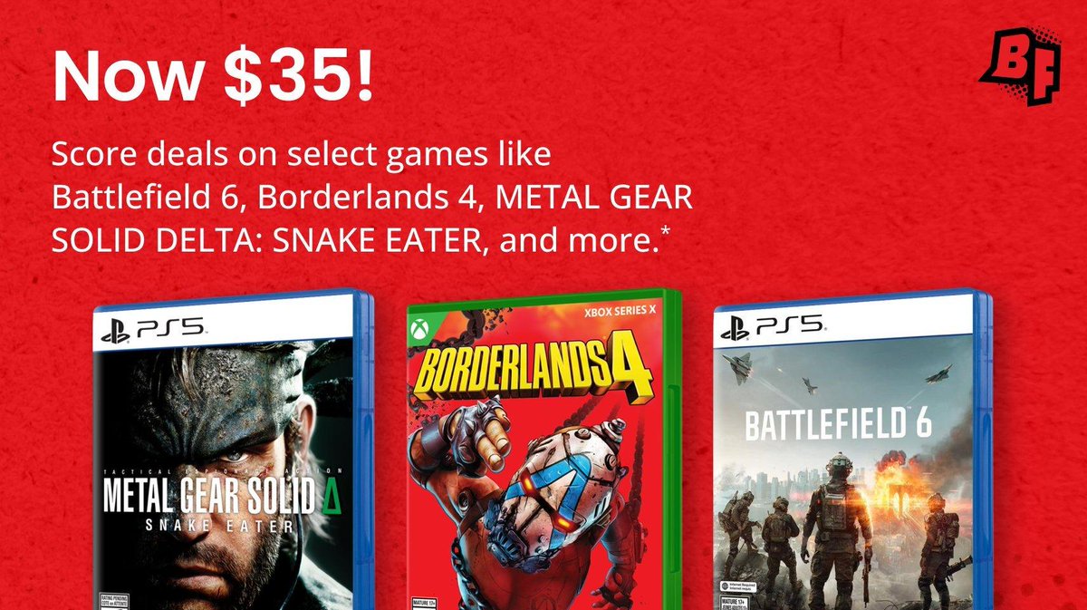Borderlands 4, MGS Delta, and Assassins Creed: Shadows are also just $35 while supplies last.

Shop now: gamestop.com/search/?pmid=C…