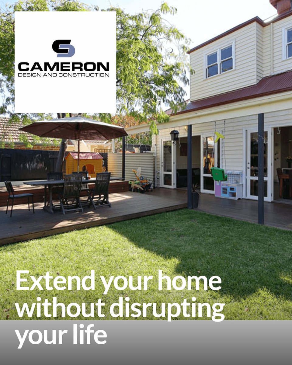 CameronConstruc's tweet image. Planning a home extension doesn&apos;t have to disrupt your life. With 40 years of experience, we balance quality work with respect for your routine. Ready to start your hassle-free home project? #CameronConstruction #MelbourneBuilder #HomeRenovation