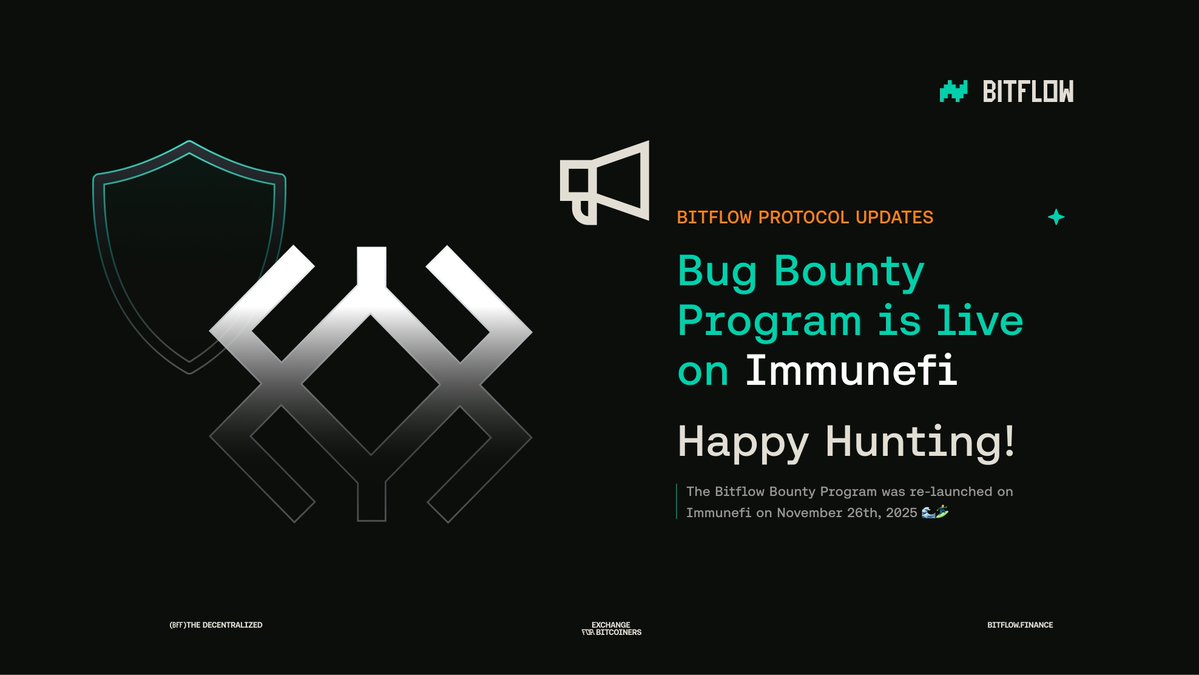 bitflow's tweet image. Bitflow Protocol Update 🌊🏄‍♂️

Announcing the re-launch of our bug bounty program, in partnership with @immunefi!

Up for a challenge? Rewards await!