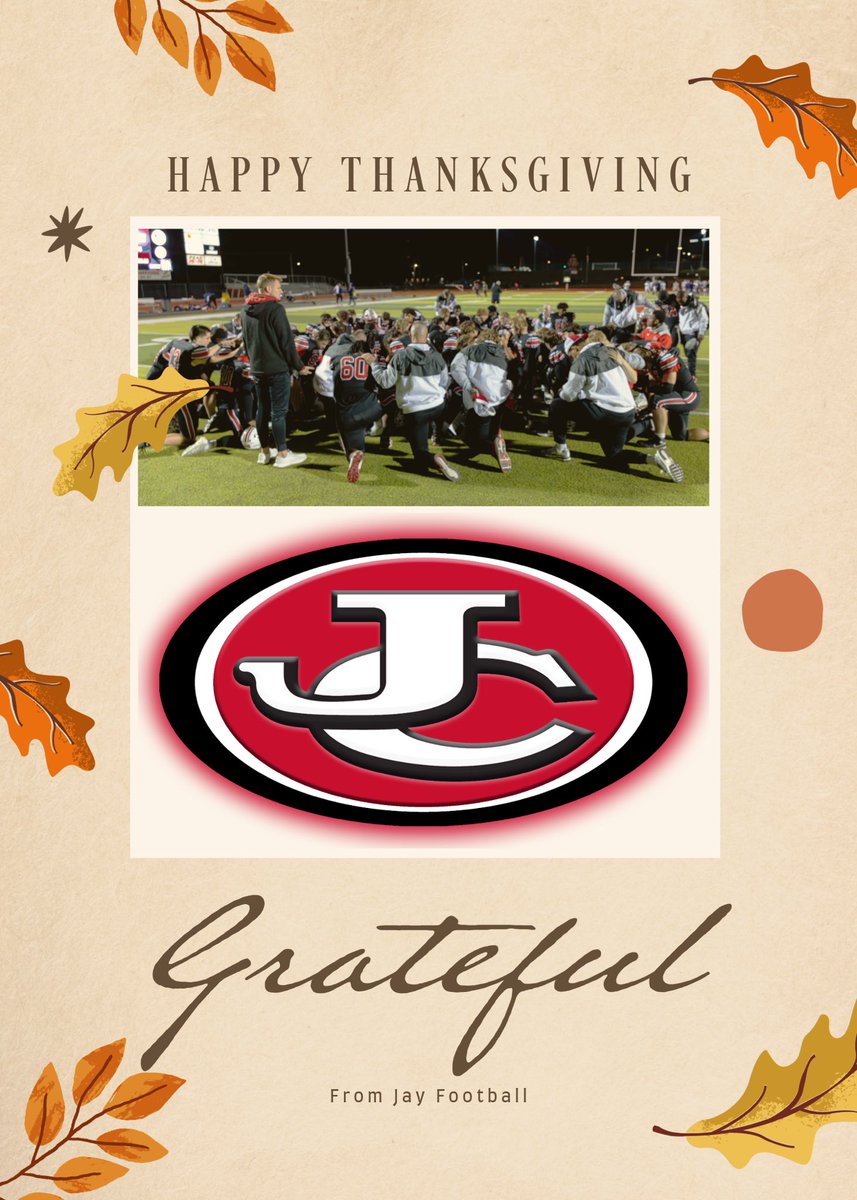 JayPrideFB's tweet image. HAPPY THANKSGIVING from your Jay Football Family.