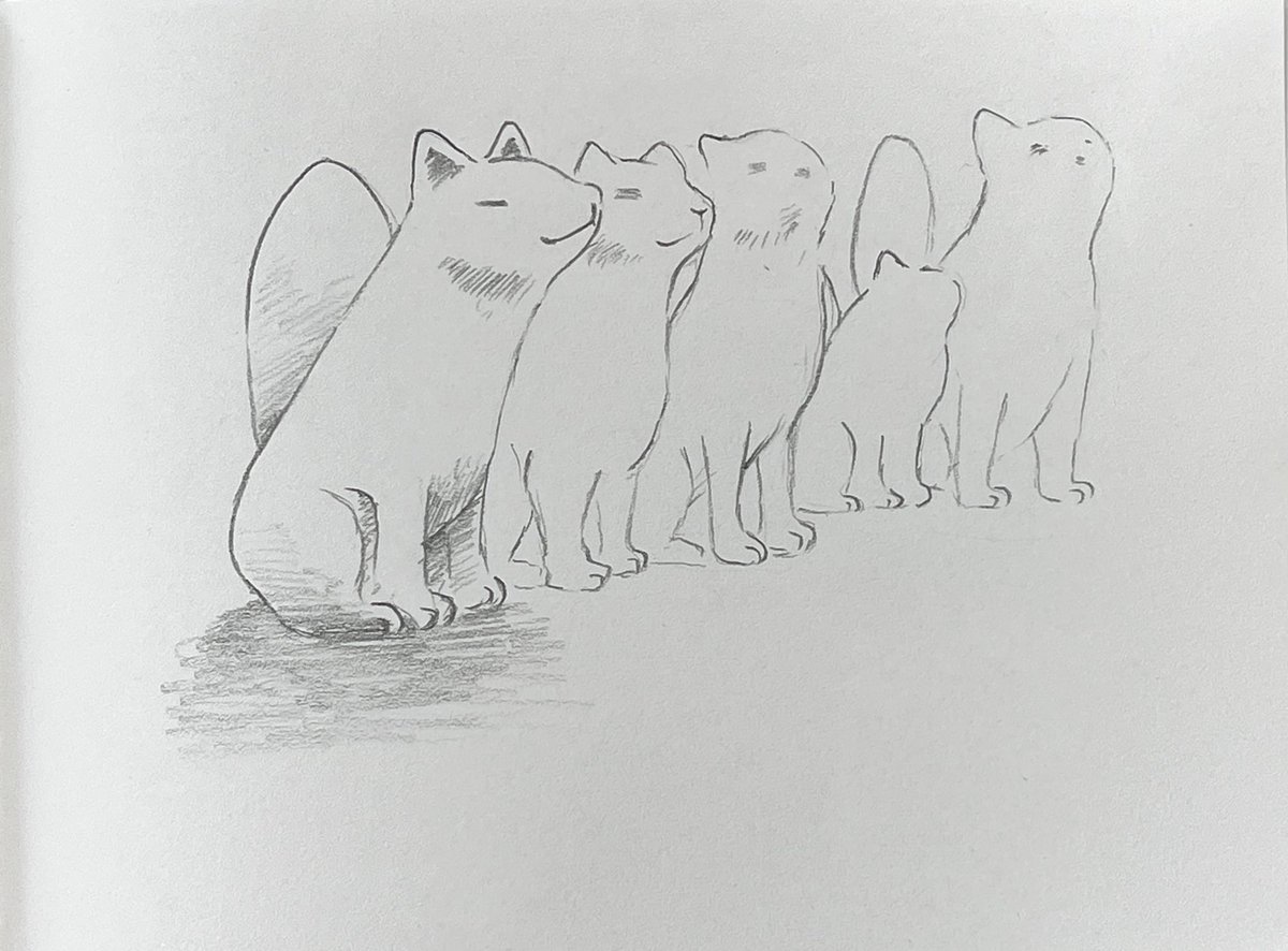 yellowvalleys's tweet photo. ヘブンさんのスケッチを描きました。
今にも動き出しそうな大亀、いろんな顔をした狐たち、そして季節の一輪の花。怪異なものから小さな花まで、愛でられるのがヘブン先生なんだなと思いました。#ばけばけ https://t.co/yrBUFaZbB6