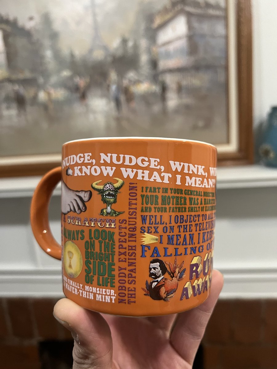 nickchiosa's tweet image. Found this awesome #MontyPython cup at the thrift store for ✌️ bucks! 😃

NOTE: Terry Gilliam was responsible for the creation of this cup!

#NudgeNudgeWinkWinkKnowWhatIMean