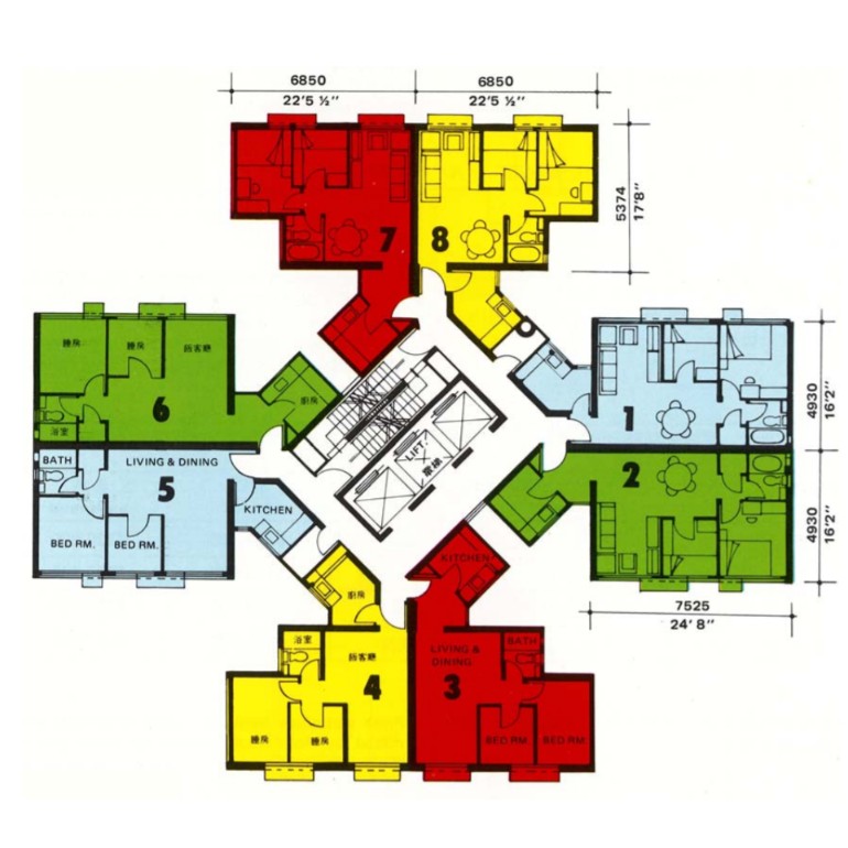 mochicco69's tweet image. 香港のタワマン火災、平面図がコレらしい。
各住戸３面開口採れる日本であんまり見ない面白いプランだけど、この凹んだ部分が上昇気流を発生させる煙突効果になったのかな…あの燃え広がり方、尋常じゃなかったもんな…