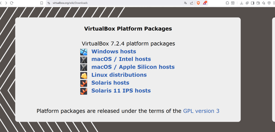 samulinaresf's tweet image. El primer paso es instalar en nuestro equipo un software de virtualización. Para ello, vamos a acceder a la página oficial de VirtualBox. Es muy importante hacerlo desde un link oficial para evitar la descarga de algún malware. En la siguiente imagen se muestra la landing page.