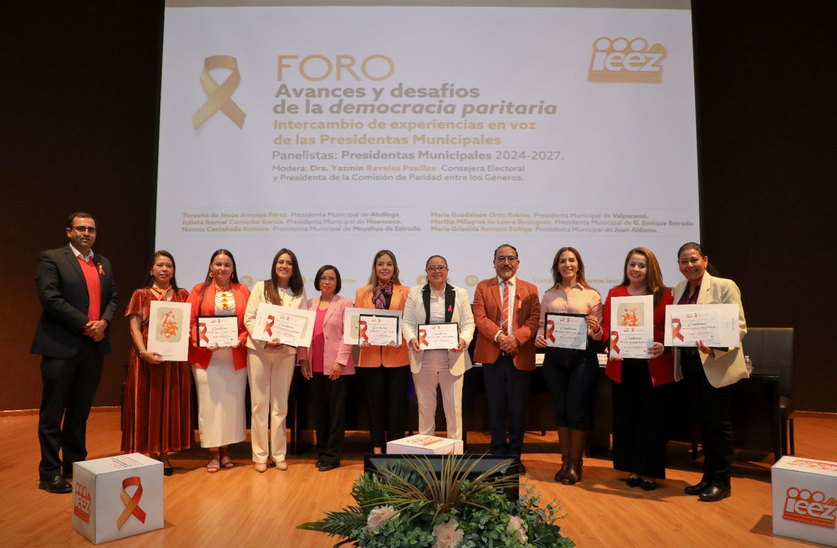 IEEZcs's tweet image. 🟠 El IEEZ realizó el Foro “Avances y desafíos de la democracia paritaria” con la participación de seis Presidentas Municipales, quienes compartieron los retos que enfrentan en el ejercicio de sus cargos y la importancia de denunciar toda forma de violencia.