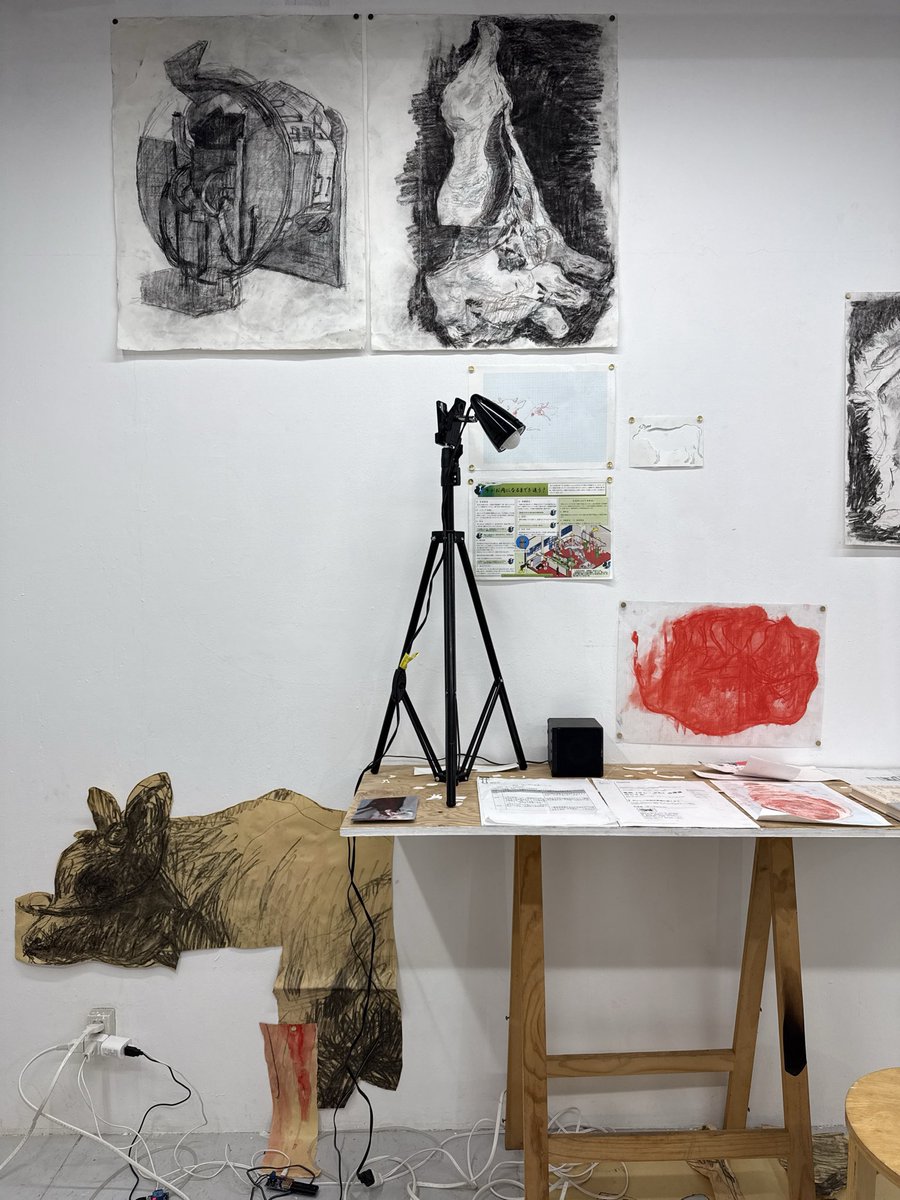 babyish_guide's tweet photo. 札幌・苗穂駅前の2会場、0地点／苗穂基地で12月1日（月曜日）まで開催中の、宮崎竜成 個展「ありあまる富」へ。 #PR

アーティストの共同アトリエ＆ギャラリースペース「0地点」では、“捨てること”をキーワードに、「ものを作り続けて残し続けること」の是非を問い直し、解体や喪失の創造性に目を向けた展示が行われています。
会場では、宮崎さんのお父様が精肉加工・販売業を営んでいることを背景に、ドローイング、朗読音声、小説や資料、水の循環装置、映像などで構成したインスタレーションを展開。

また「続けるために解体する」という視点から、宮崎さんはアーティストのコミュニティ「0地点」そのものを“ひとつの加工素材における塊”として考え、メンバーそれぞれの価値判断を切り分け、分解・検証するワークを実施。
その成果は、コミュニティ運営の「非公式ガイドブック」としてオンラインで公開予定で、11月29日（土）18時からは0地点で座談会も開催されるそうです。

そして、0地点から徒歩2分の距離にあるレンタルスペース「苗穂基地」では、同所をサテライト拠点とする資材循環プロジェクト「周活/Shukatsu」と宮崎さんによる協働プロジェクトを展開。
「移動式陳列棚」を引きながら札幌市内のアーティストランスペースを周り、端材・廃材を回収。その資材をさまざまなテーマで仕分け、検証し、ものの意味や形態が価値判断によって変わる過程を体験できる参加型作品のワークショップが行われました。そのアーカイブが、宮崎さんの過去の活動資料とともに展示されています。

鑑賞者である私たちもまた、日々の生活や生産の中で「捨てる／仕分ける／解体する」といった行為をどう捉え、価値判断していくのか。いつもと違う視点や思考のきっかけをくれるような展示でした。

宮崎竜成
https://t.co/ENFPWCFQn2
0地点
https://t.co/1dJV9MKlnR
苗穂基地
https://t.co/Jpujy9KG3U

【Sapporo Culture Knot Week 採択企画】
宮崎竜成 個展「ありあまる富」
11月1日（土曜日）〜12月1日（月曜日）
土曜日・日曜日・月曜日の13時～19時に開催（火曜日〜金曜日は休み）
入場無料

🧵Sapporo Culture Knot Week🧵
2025年11月28日（金）〜12月7日（日）は、札幌市内のアーティスト・文化拠点を結ぶ分野横断型連携支援事業「Sapporo Culture Knot Week」の採択企画10件が開催される特別な10日間！
開催情報はこちら👇
https://t.co/X6wHiPOh4R

#sckw2025
#札幌市文化芸術創造活動支援事業