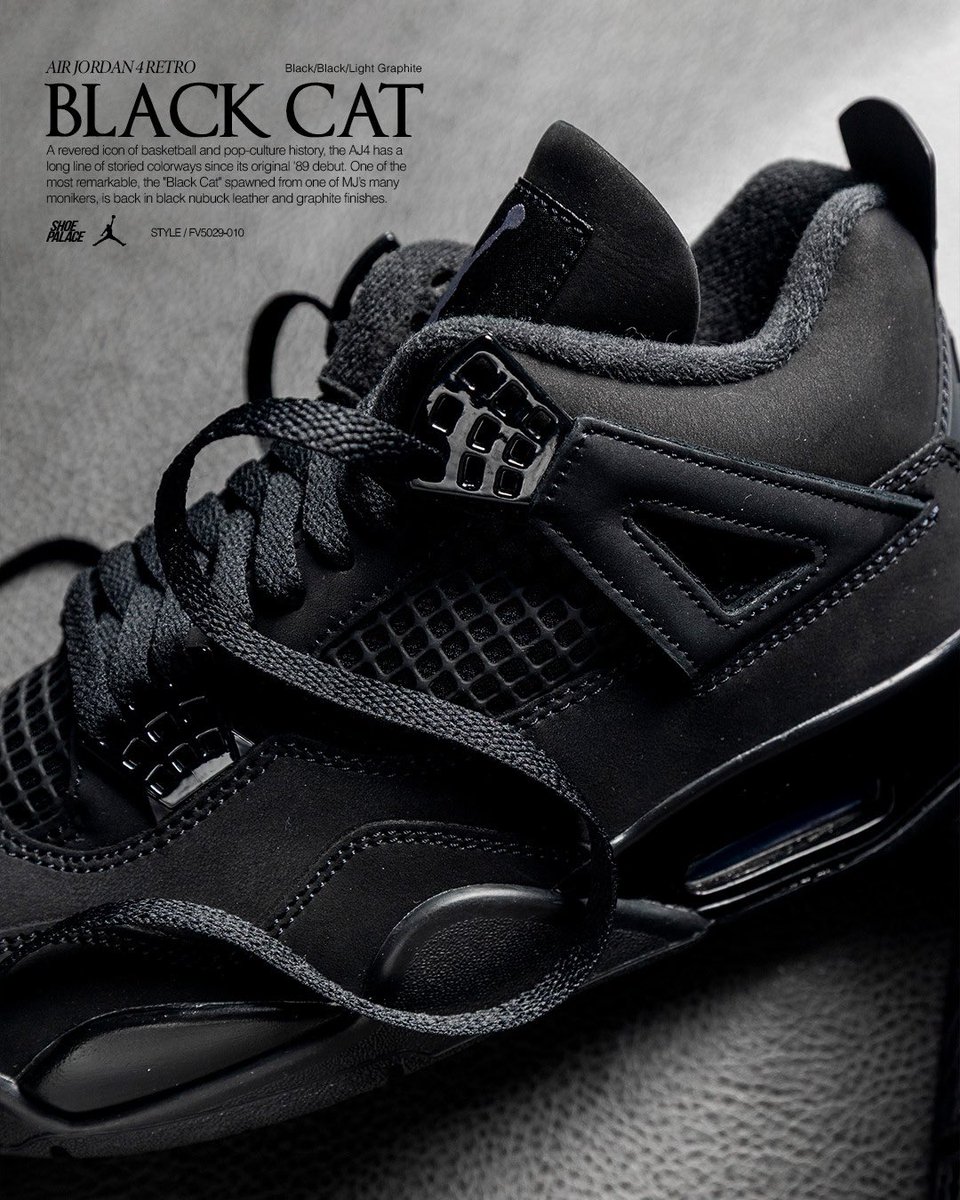 Nike Air Jordan 4 Retro “Black Cat”が国内11月28日(金)9:00 より各 Nike Air Jordan 4 Retro “Black Cat”が国内11月28日(金)9:00 より各