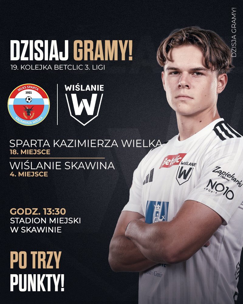 ZAKOŃCZYĆ Z KOMPLETEM! ⚔

1⃣9⃣. kolejka <a href="/3Betclic10830/">Betclic 3 liga gr IV</a> 
🆚 <a href="/mlkspartakw/">Sparta Kazimierza Wielka</a> 
🕐 13:30
🏟️ Stadion Miejski w Skawinie
📺 Transmisja: tiny.pl/9grbmv9y

#SiłaSkawiny ⚪️⚫️