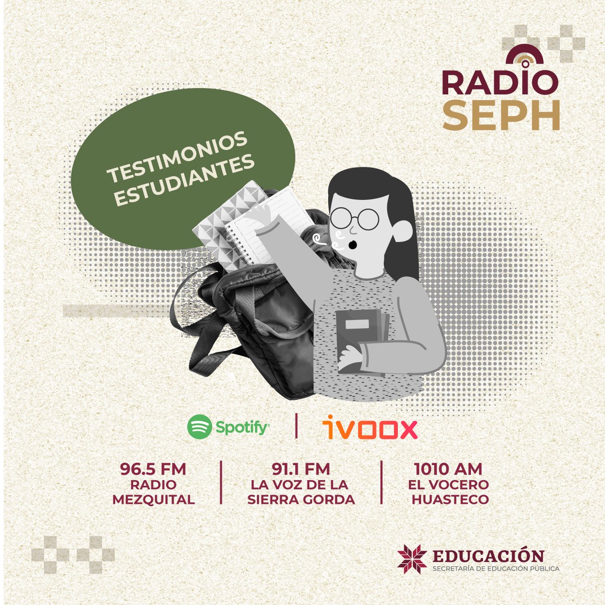 SEPHidalgo's tweet image. 📻 #RadioSEPH conecta contigo, compartiendo historias y acciones educativas de nuestra comunidad. ¡No te lo pierdas! Escúchanos en:
🔗 iVoox bit.ly/3O7o6aQ
🔗 Spotify spoti.fi/48LhEyU