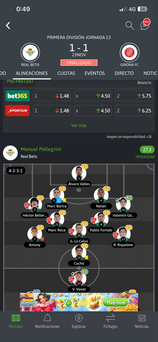 A ver quién es el próximo en decir que pelegrini no a rotado hoy....