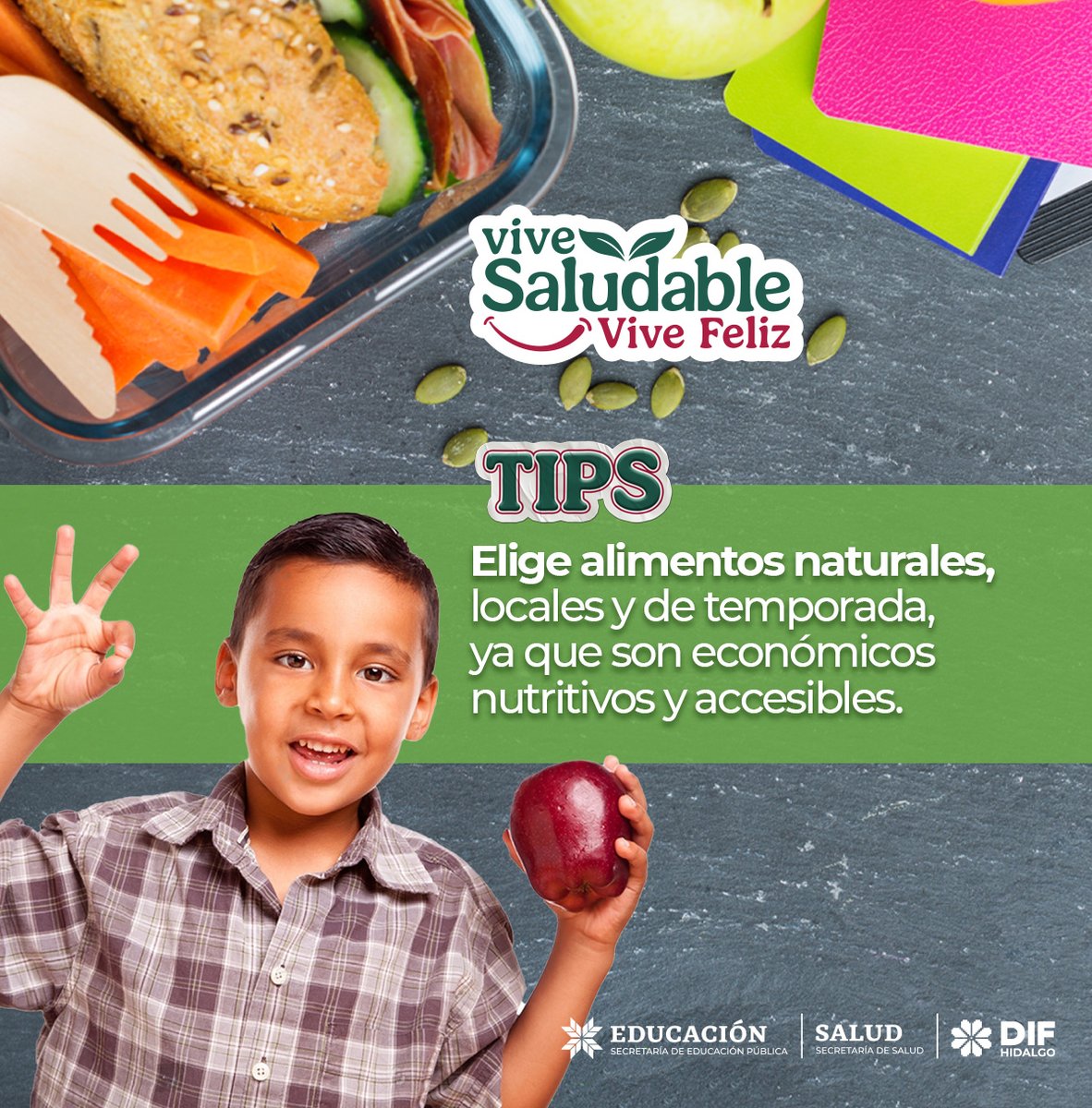 SEPHidalgo's tweet image. 🥗 Cuida tu salud desde hoy. Una buena alimentación y hábitos saludables pueden ayudarte a prevenir enfermedades. Incluye más frutas, verduras y agua natural en tu día a día. 🍎💧 ¡Tu cuerpo te lo va a agradecer! 💪

Visita: 📲 vidasaludable.gob.mx

#ViveSaludableViveFeliz ❤️