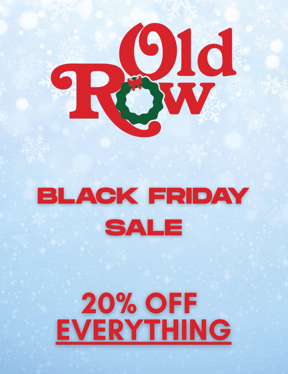 OldRowOfficial's tweet image. THE OLD ROW BLACK FRIDAY SALE IS NOW LIVE!! 20% OFF EVERYTHING IN STORE!!

shop.oldrow.net