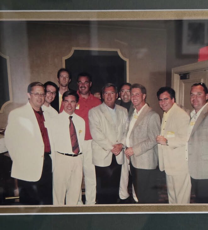 golfproryan's tweet photo. Very sad to hear about the passing of Indiana golf legend Fuzzy Zoeller. Below is a pic of him hosting a few of us PGA Professionals at his Wolf Challenge event some 20 years ago. #RIPFuzzy https://t.co/apqPzOPlSS