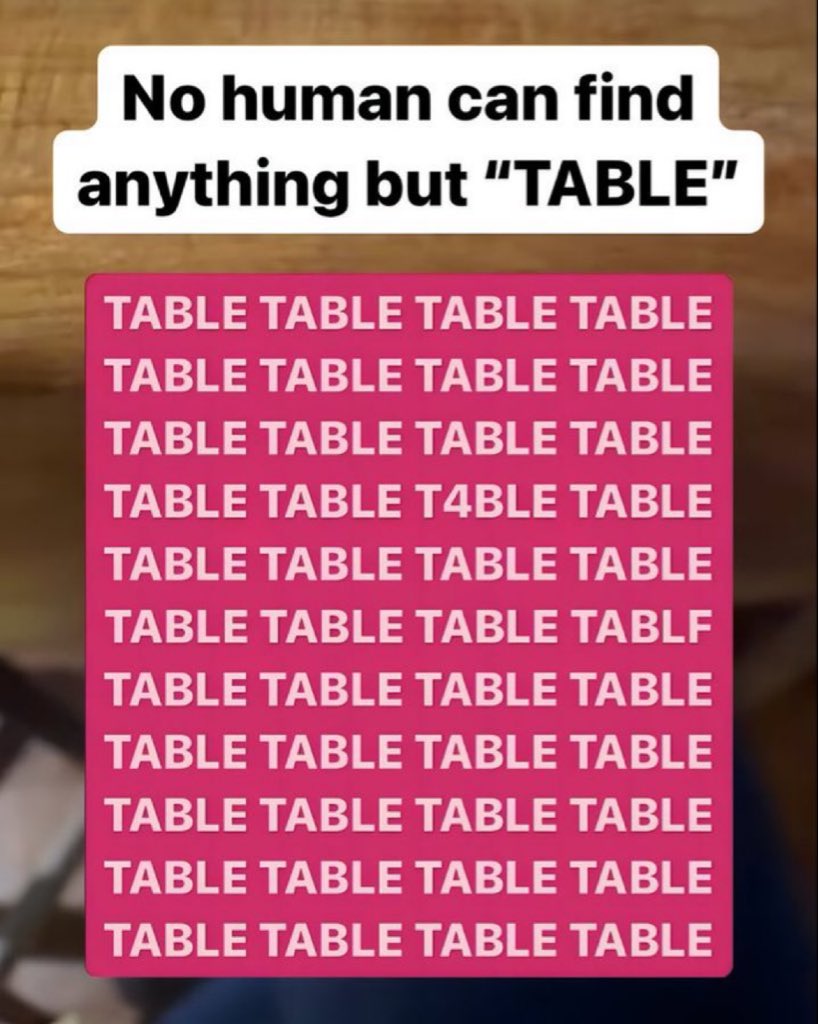 Do you find anything other than “table” in 15 seconds?